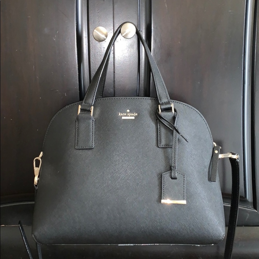 Kate Spade black leather satchel crossbody purse